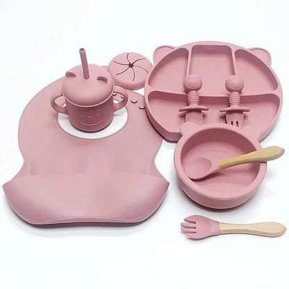 Cat Ears Baby Silicone Tableware Set - 9 Piece Set - Oliver & Company Montessori Toys