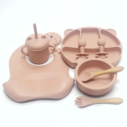 Cat Ears Baby Silicone Tableware Set - 9 Piece Set - Oliver & Company Montessori Toys