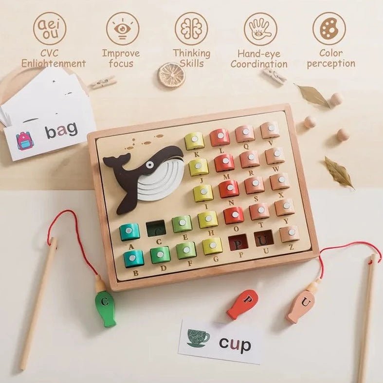 Children's Montessori Wooden Magnetic Fishing Toy - Oliver & Company Montessori Toys