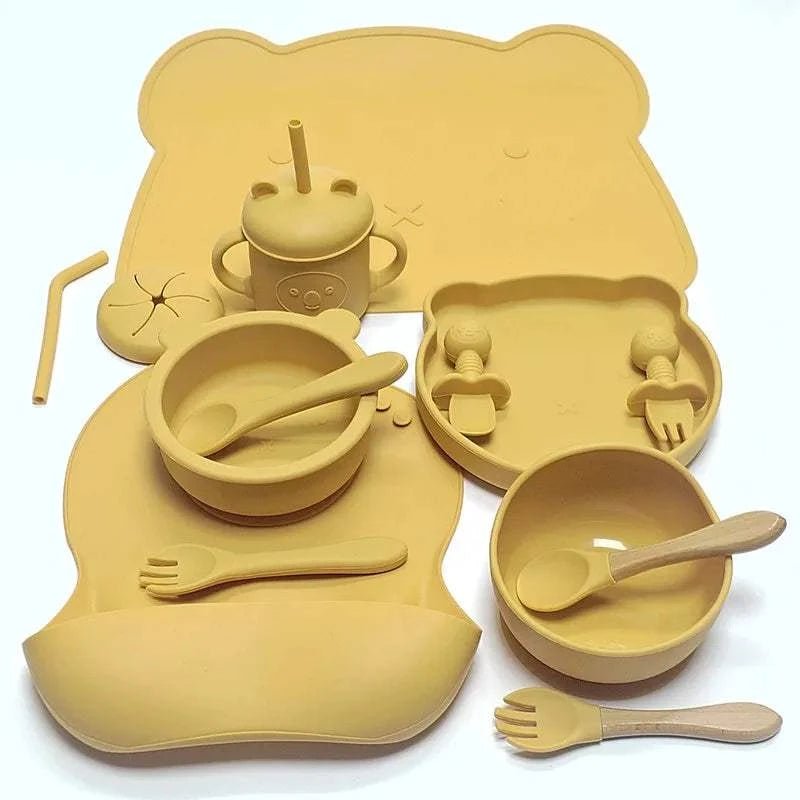 Complete Silicone Baby Tableware Set - 14 Piece Set - Oliver & Company Montessori Toys