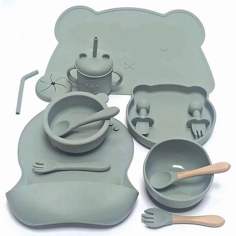 Complete Silicone Baby Tableware Set - 14 Piece Set - Oliver & Company Montessori Toys