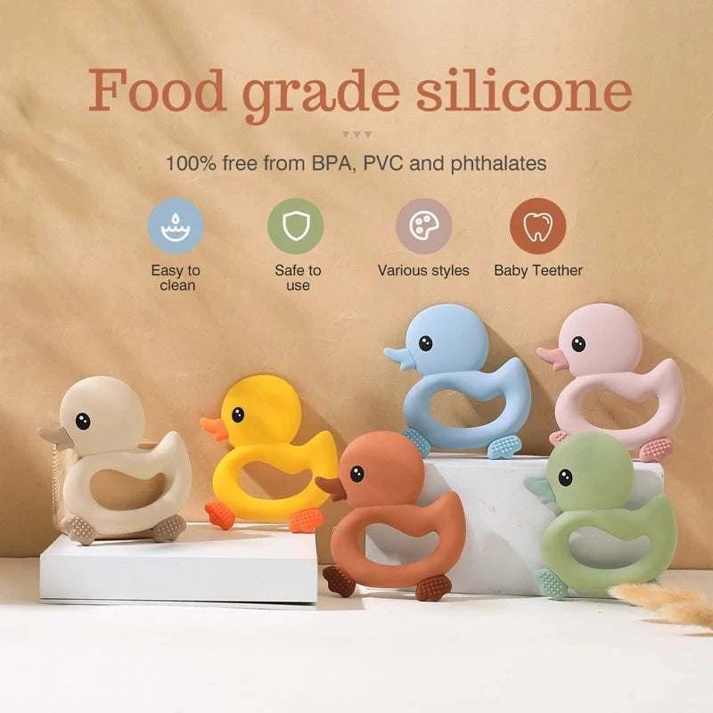 Duck Silicone Teether for Newborns (0-12 Months) - Oliver & Company Montessori Toys