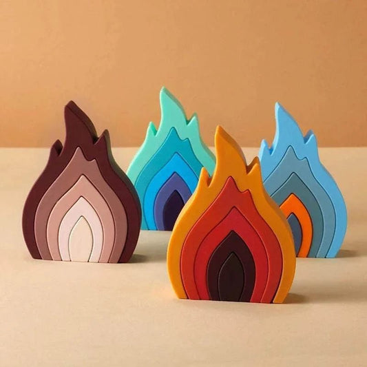 Fire Flame Soft Silicone Stacking Blocks - Oliver & Company Montessori Toys