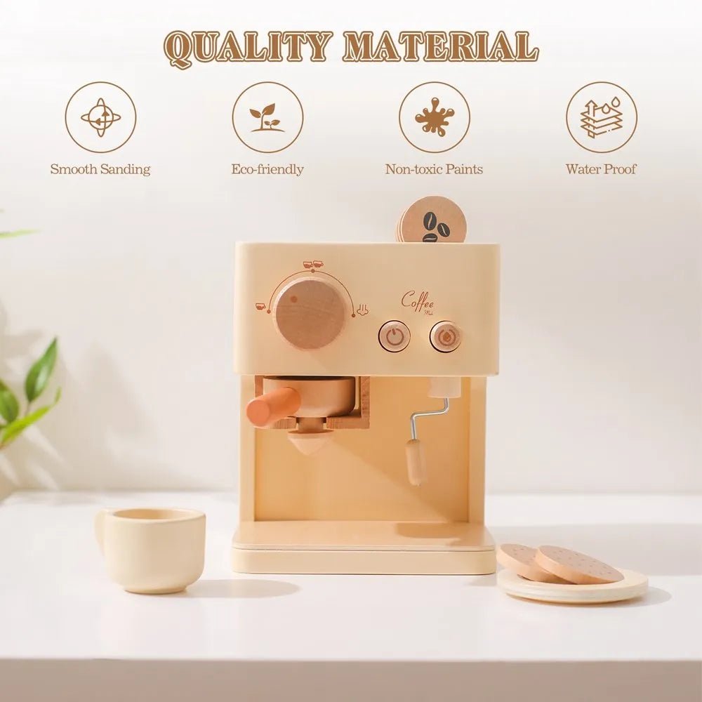 Kids Wooden Montessori Toy Coffee Machine - Oliver & Company Montessori Toys