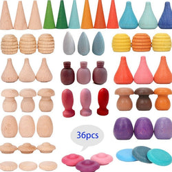 Montessori 36-Piece Loose Parts Wooden Sets - Oliver & Company Montessori Toys