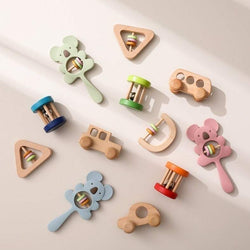 Montessori 4pcs Wooden Rattle Sets - Oliver & Company Montessori Toys