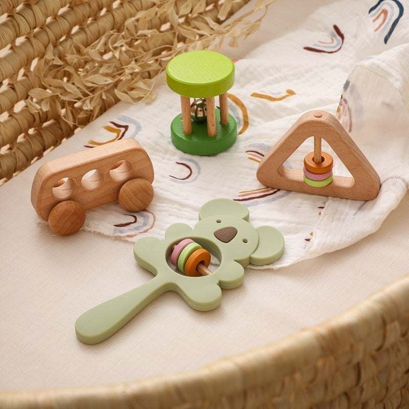 Montessori 4pcs Wooden Rattle Sets - Oliver & Company Montessori Toys