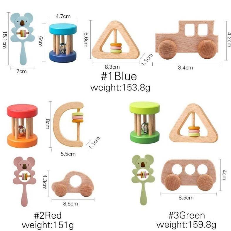 Montessori 4pcs Wooden Rattle Sets - Oliver & Company Montessori Toys