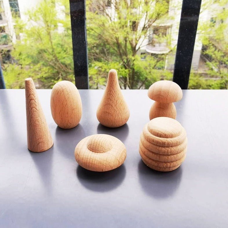 Montessori 6-Piece Natural Wood Loose Parts Set - Oliver & Company Montessori Toys