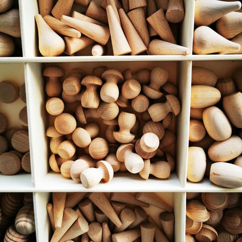 Montessori 6-Piece Natural Wood Loose Parts Set - Oliver & Company Montessori Toys