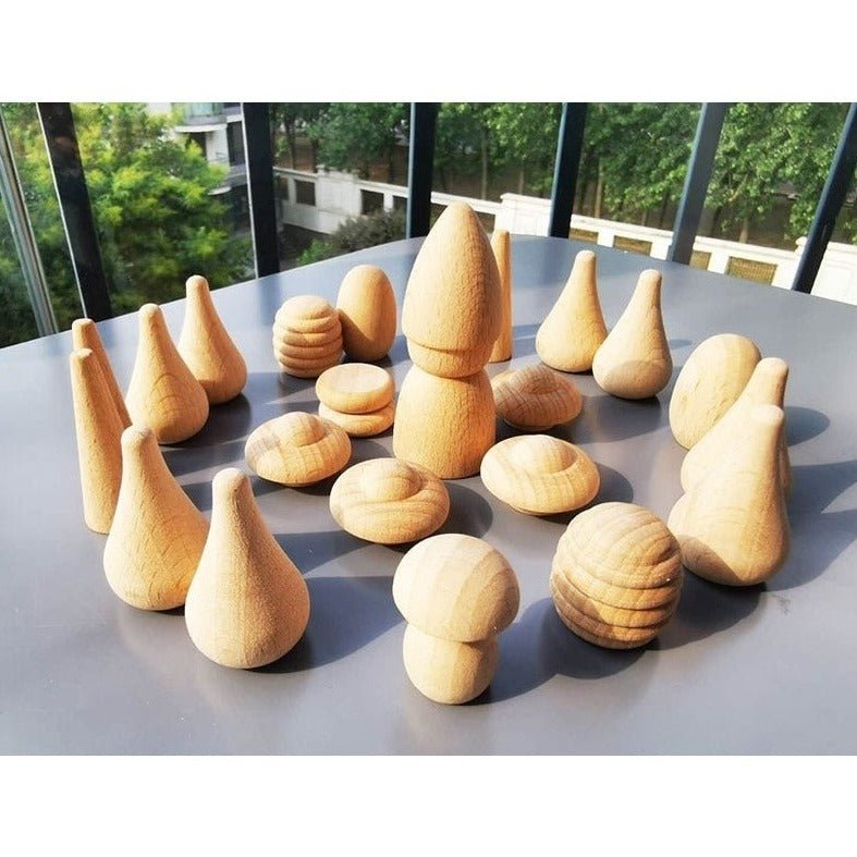Montessori 6-Piece Natural Wood Loose Parts Set - Oliver & Company Montessori Toys