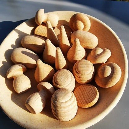 Montessori 6-Piece Natural Wood Loose Parts Set - Oliver & Company Montessori Toys