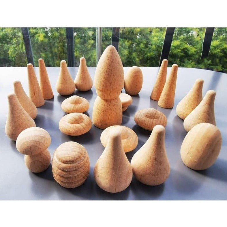 Montessori 6-Piece Natural Wood Loose Parts Set - Oliver & Company Montessori Toys