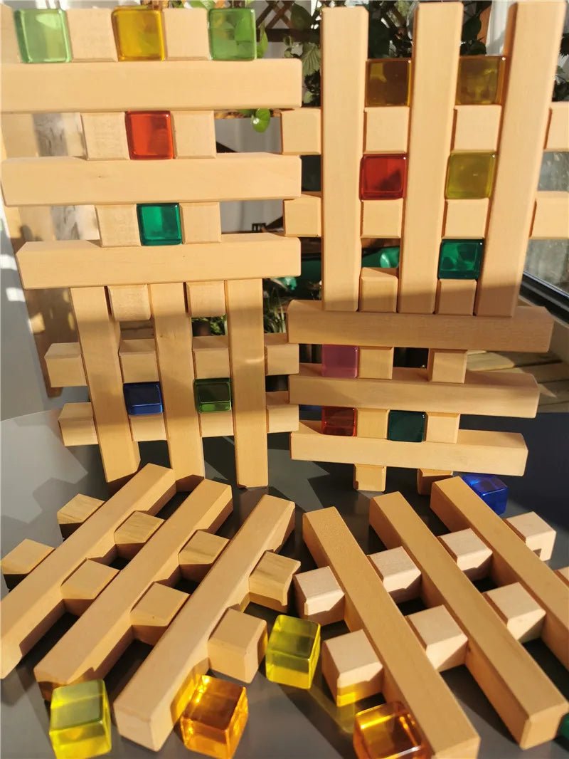 Montessori Basswood Lattice Building Blocks - Oliver & Company Montessori Toys