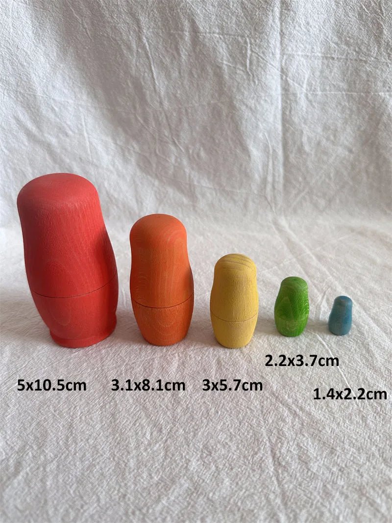 Montessori Beech Wood Rainbow Stacking Dolls: Nesting collectibles crafted from natural beech wood, featuring colorful, stackable dolls for creative, educational play.