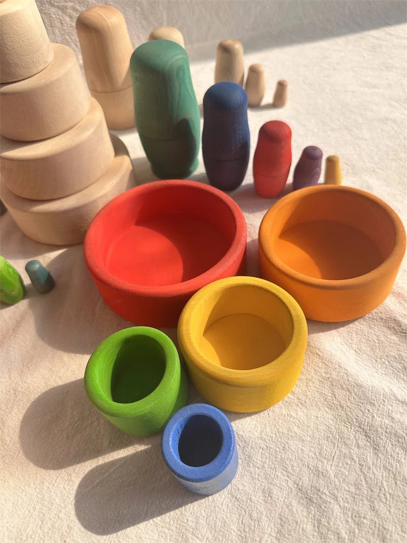 Montessori Beech Wood Rainbow Stacking Dolls: Nesting Collectibles - Oliver & Company Montessori Toys