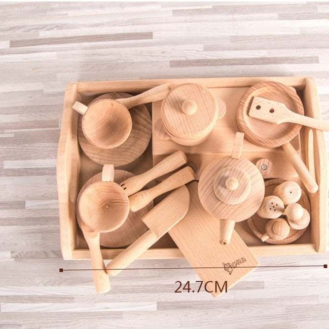 Montessori Children's Natural Wood Simulation Kitchen Sets - Oliver & Company Montessori Toys