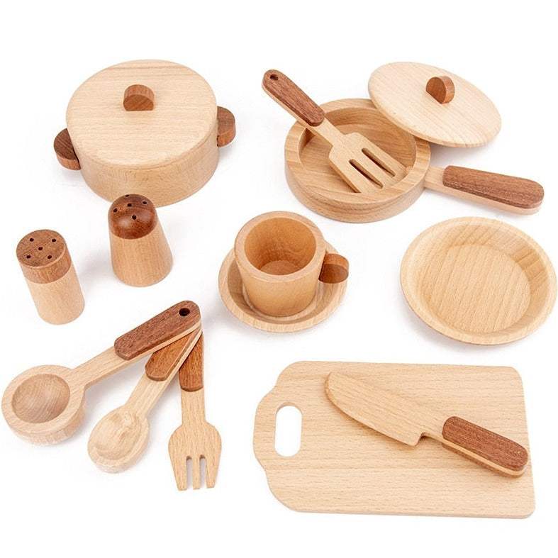 Montessori Children's Natural Wood Simulation Kitchen Sets - Oliver & Company Montessori Toys