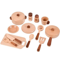 Montessori Children's Natural Wood Simulation Kitchen Sets - Oliver & Company Montessori Toys