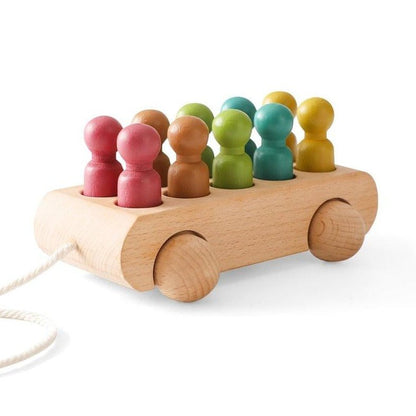 Montessori Colorful Peg Doll Car - Oliver & Company Montessori Toys