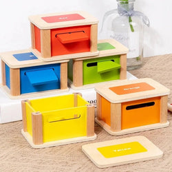 Montessori Enlightenment Color Classification Toy featuring colorful wooden boxes for shape and color sorting, enhancing children's hand-eye coordination and sorting skills.