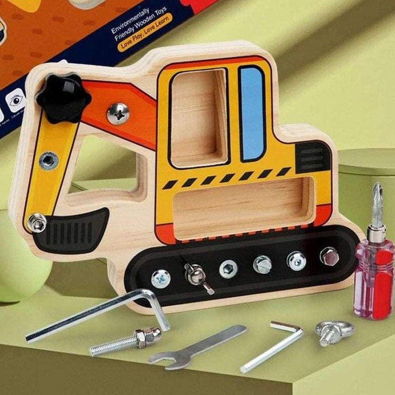 Montessori Excavator and Steam Ship Screwdriver Busy Boards - Oliver & Company Montessori Toys