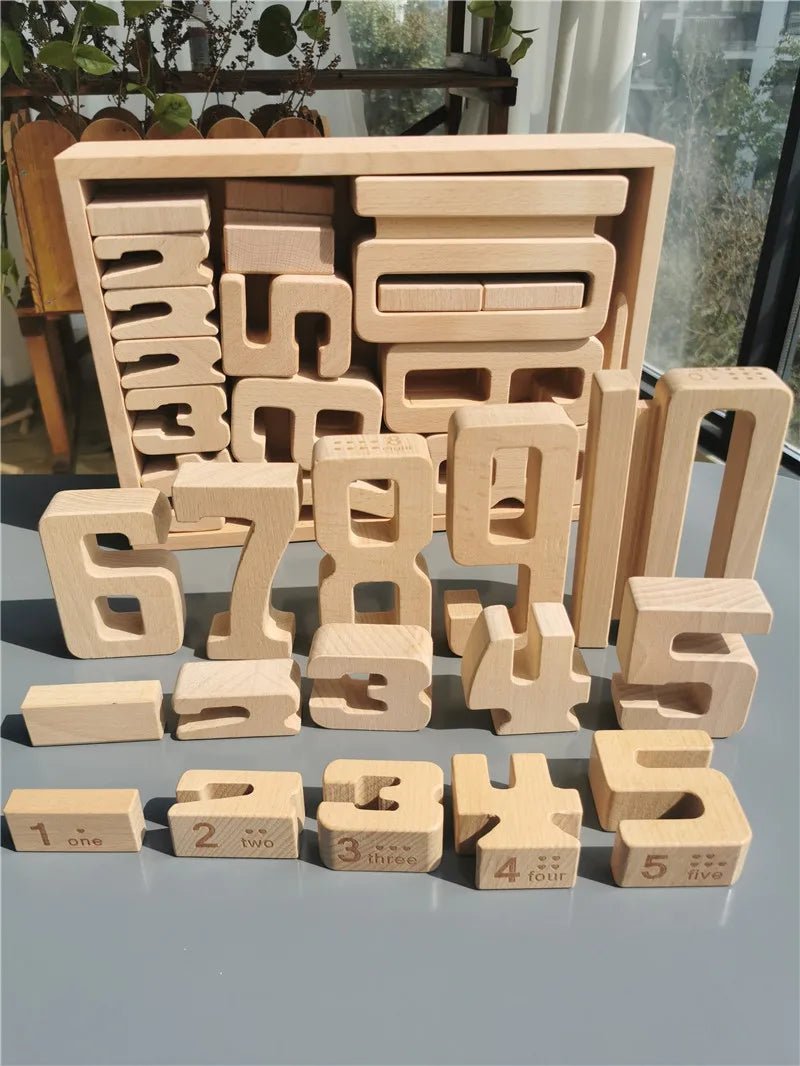 Montessori Math: Wooden Building Stacking Digital Blocks - Oliver & Company Montessori Toys