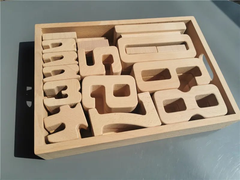 Montessori Math: Wooden Building Stacking Digital Blocks featuring numbers for educational play and learning, encouraging math skills through stacking and sorting.