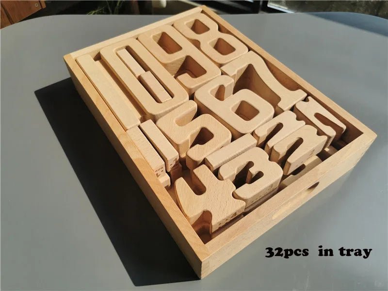 Montessori Math: Wooden Building Stacking Digital Blocks featuring numbers 0-10 for educational play, crafted from quality wood to inspire math learning and creativity.