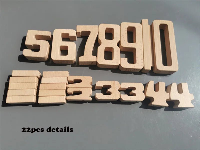 Montessori Math: Wooden Building Stacking Digital Blocks featuring numbers 0-10, perfect for hands-on counting, sorting, and stacking educational play.