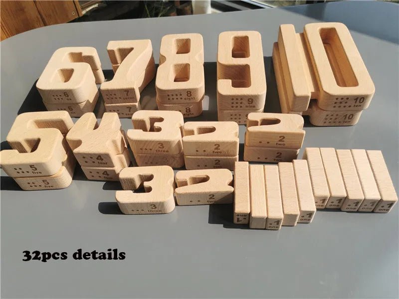 Montessori Math: Wooden Building Stacking Digital Blocks featuring numbers 0-10, designed for educational play and math learning with durable wooden construction.
