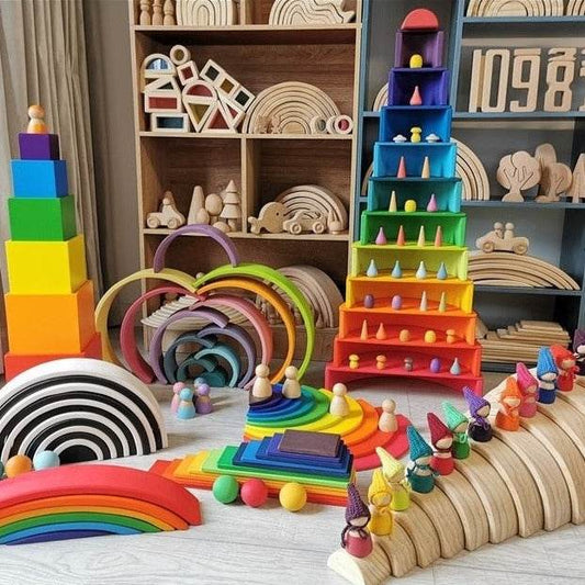 Montessori Premium Wooden Arches, Semi-Circles, Boxes, and Slats Set - Oliver & Company Montessori Toys