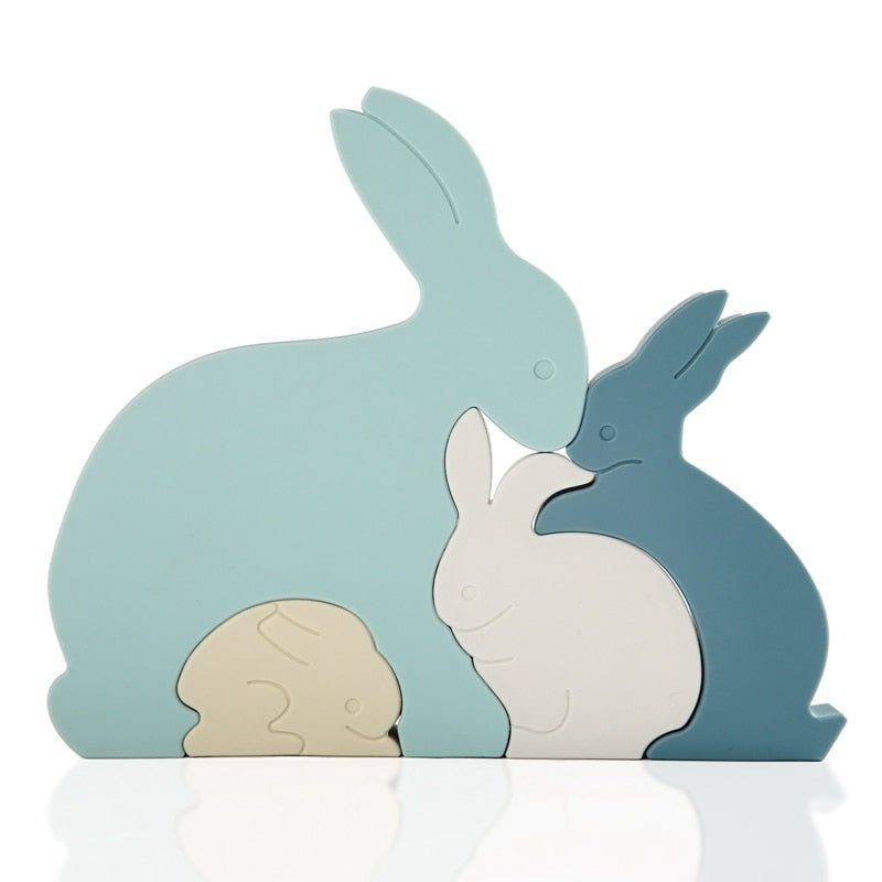 Montessori Rabbit and Bear Silicone Puzzles - Oliver & Company Montessori Toys