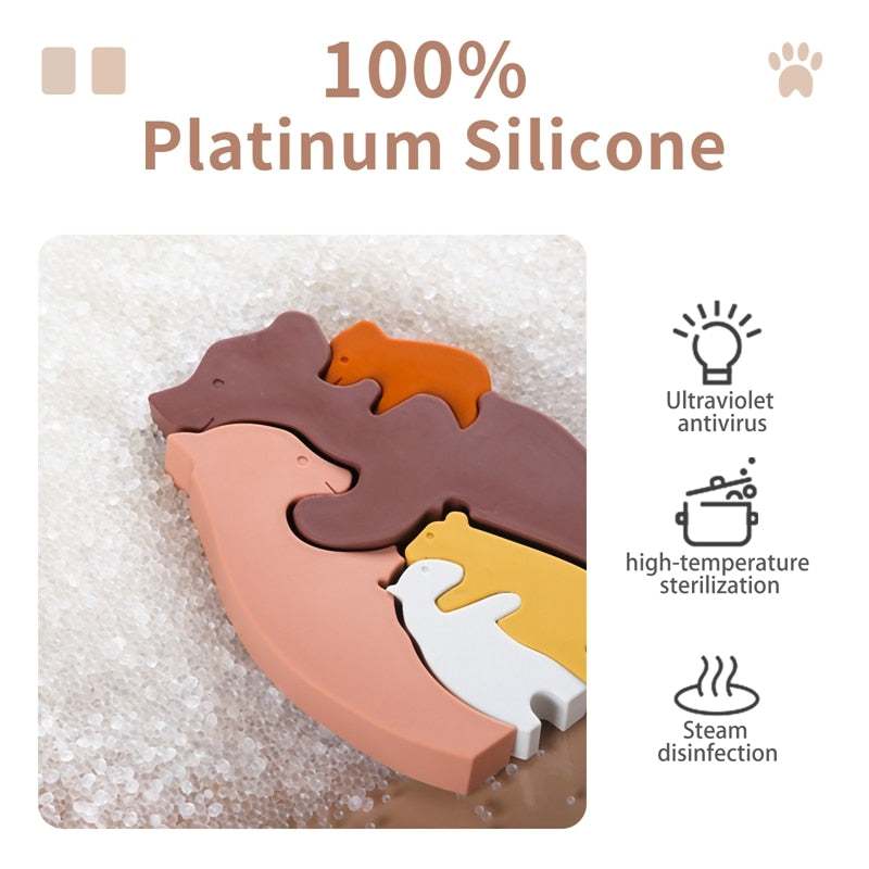 Montessori Rabbit and Bear Silicone Puzzles - Oliver & Company Montessori Toys