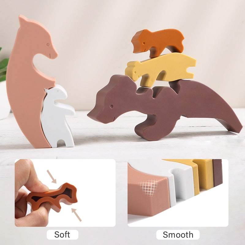 Montessori Rabbit and Bear Silicone Puzzles - Oliver & Company Montessori Toys