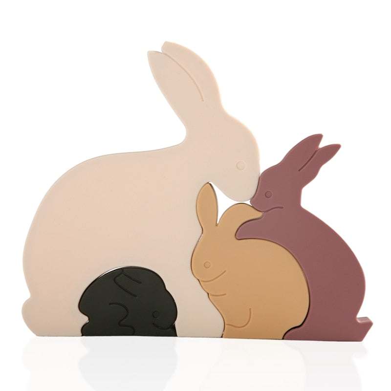 Montessori Rabbit and Bear Silicone Puzzles - Oliver & Company Montessori Toys