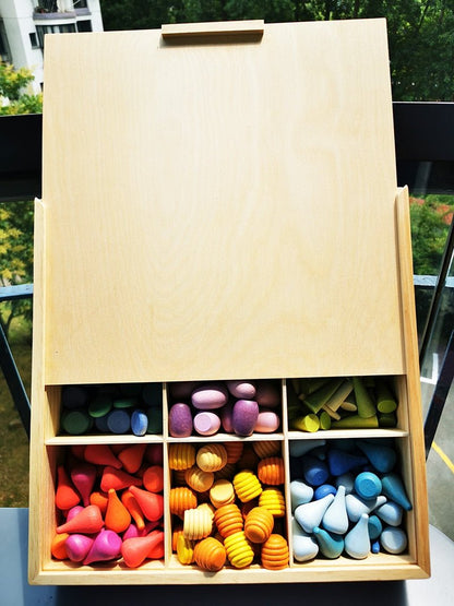 Montessori Rainbow & Natural Wood Loose Parts and Sorting Box - Oliver & Company Montessori Toys