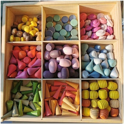 Montessori Rainbow & Natural Wood Loose Parts and Sorting Box - Oliver & Company Montessori Toys