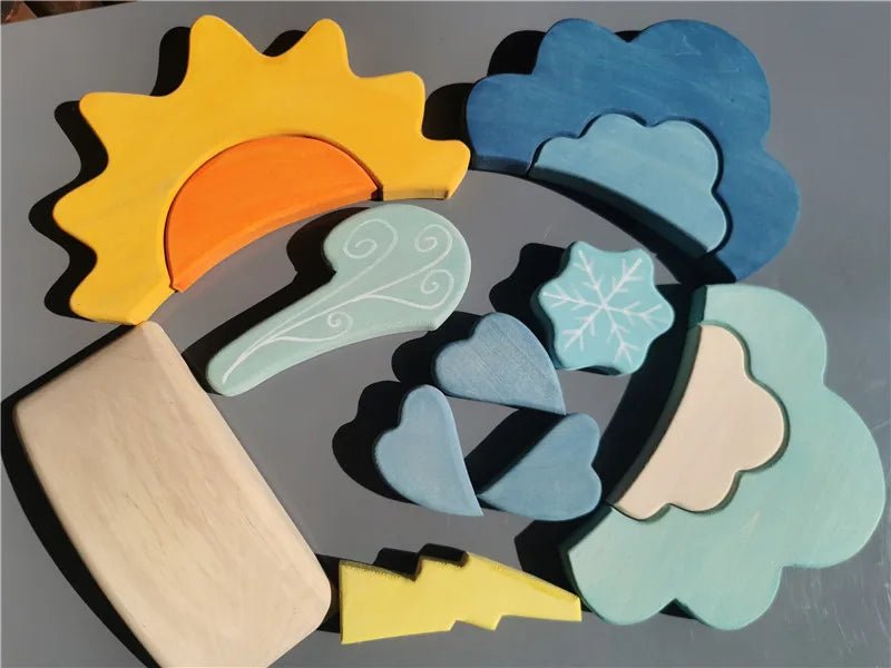 Montessori Rainbow Weather Stacker & Blocks Set - Oliver & Company Montessori Toys