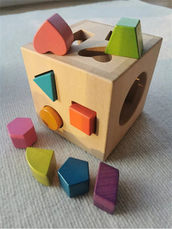 Montessori Shape Sorting Cube Toy - Oliver & Company Montessori Toys