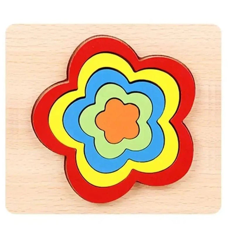 Montessori Shape Sorting Puzzle on a wooden surface, featuring various shapes for toddlers to enhance learning and motor skills.