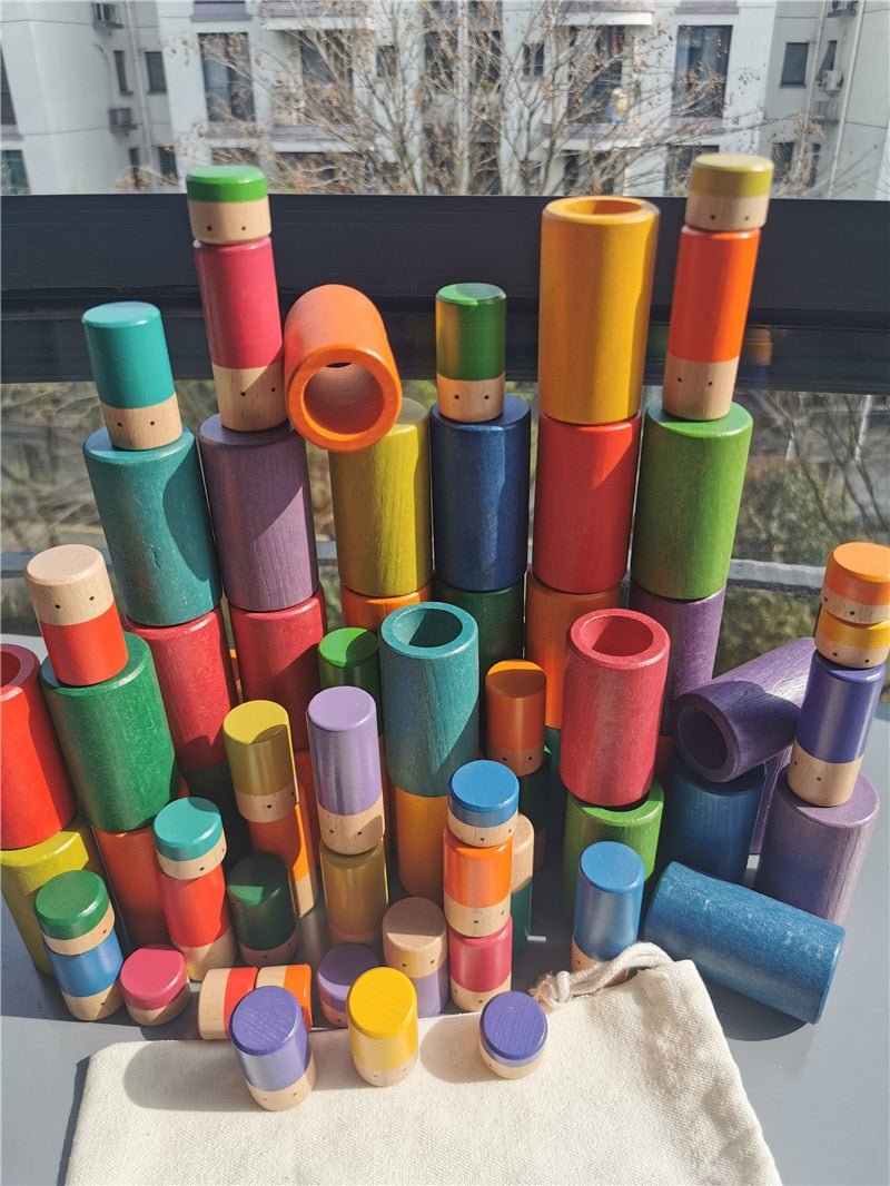 Montessori Tube Dolls Stacking Blocks Set - Oliver & Company Montessori Toys