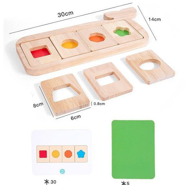 Montessori Whale Colorful Shapes Puzzle - Oliver & Company Montessori Toys