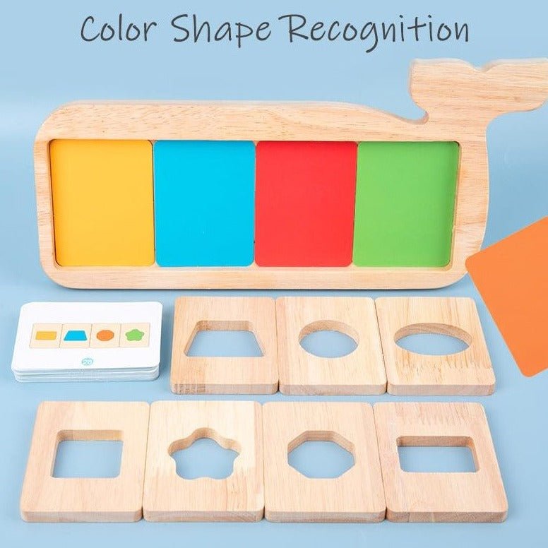 Montessori Whale Colorful Shapes Puzzle - Oliver & Company Montessori Toys