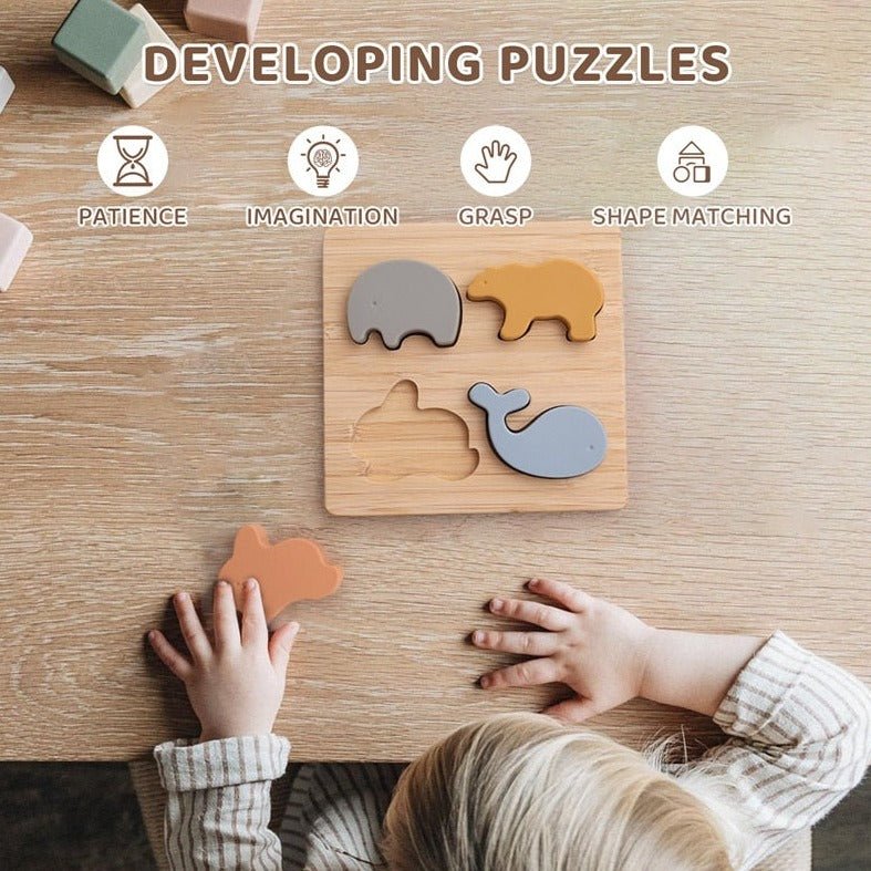 Montessori Wood and Silicone Puzzle - Oliver & Company Montessori Toys