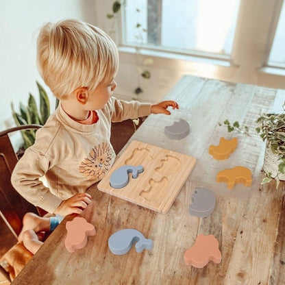 Montessori Wood and Silicone Puzzle - Oliver & Company Montessori Toys