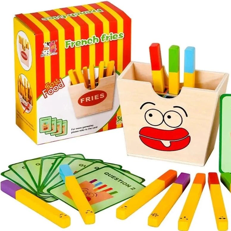 Montessori Wooden Burger & Fries Stacking Game - Oliver & Company Montessori Toys