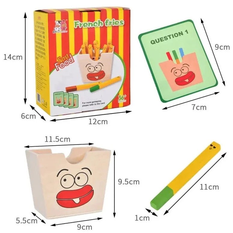 Montessori Wooden Burger & Fries Stacking Game - Oliver & Company Montessori Toys