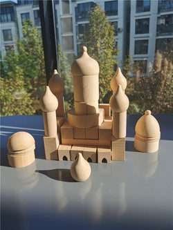 Montessori Wooden Church and Colosseum Building Blocks Set - Oliver & Company Montessori Toys