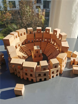 Montessori Wooden Church and Colosseum Building Blocks Set - Oliver & Company Montessori Toys